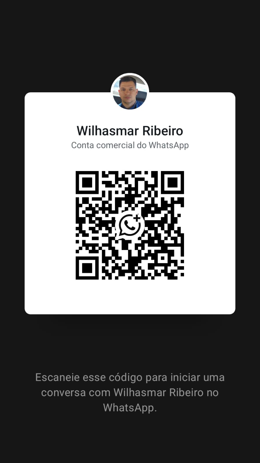 QR Code para conversar com Wilhasmar Ribeiro no WhatsApp